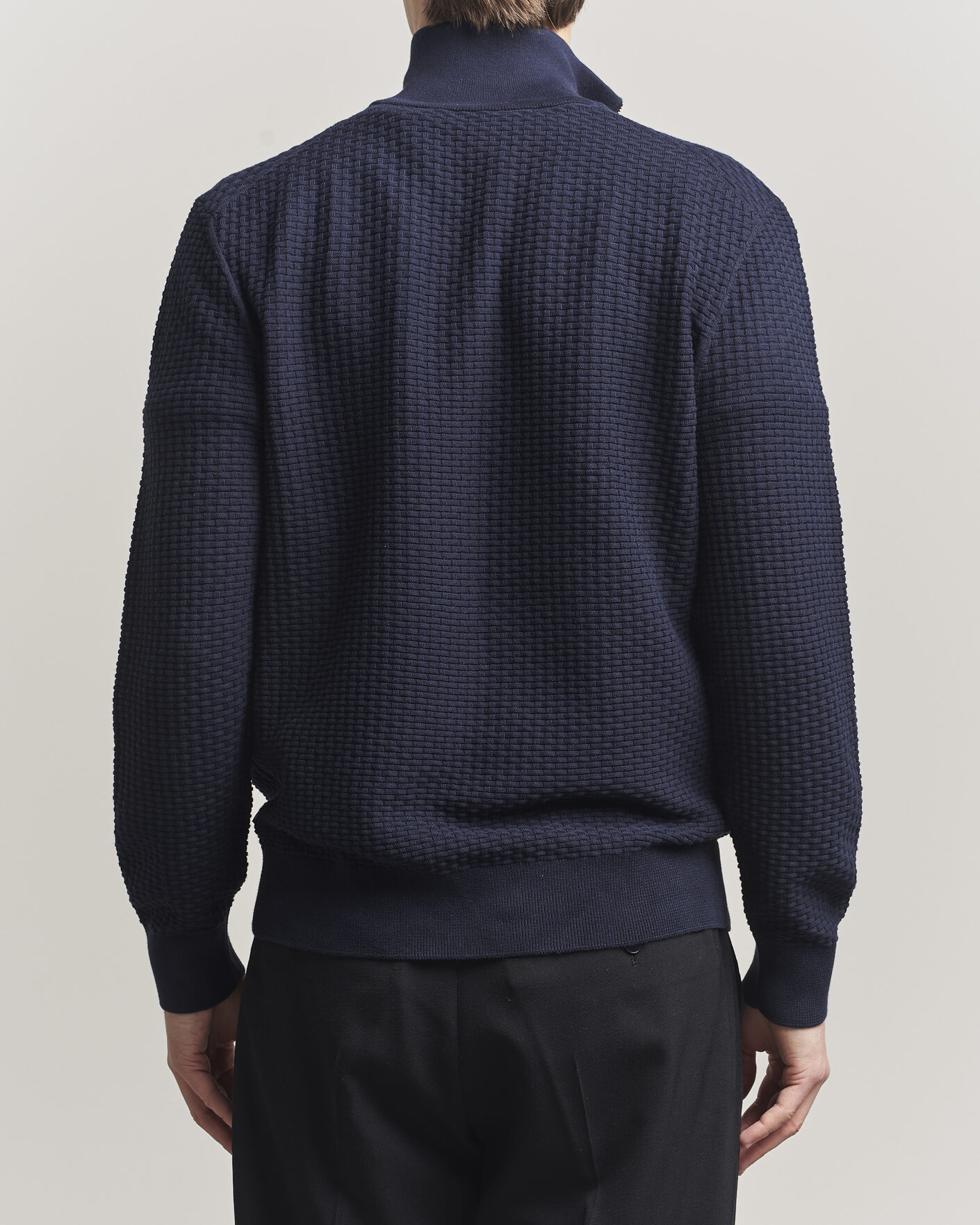 Herre | Gensere | BOSS BLACK | Ulicio Structured Knitted Half Zip Dark Blue