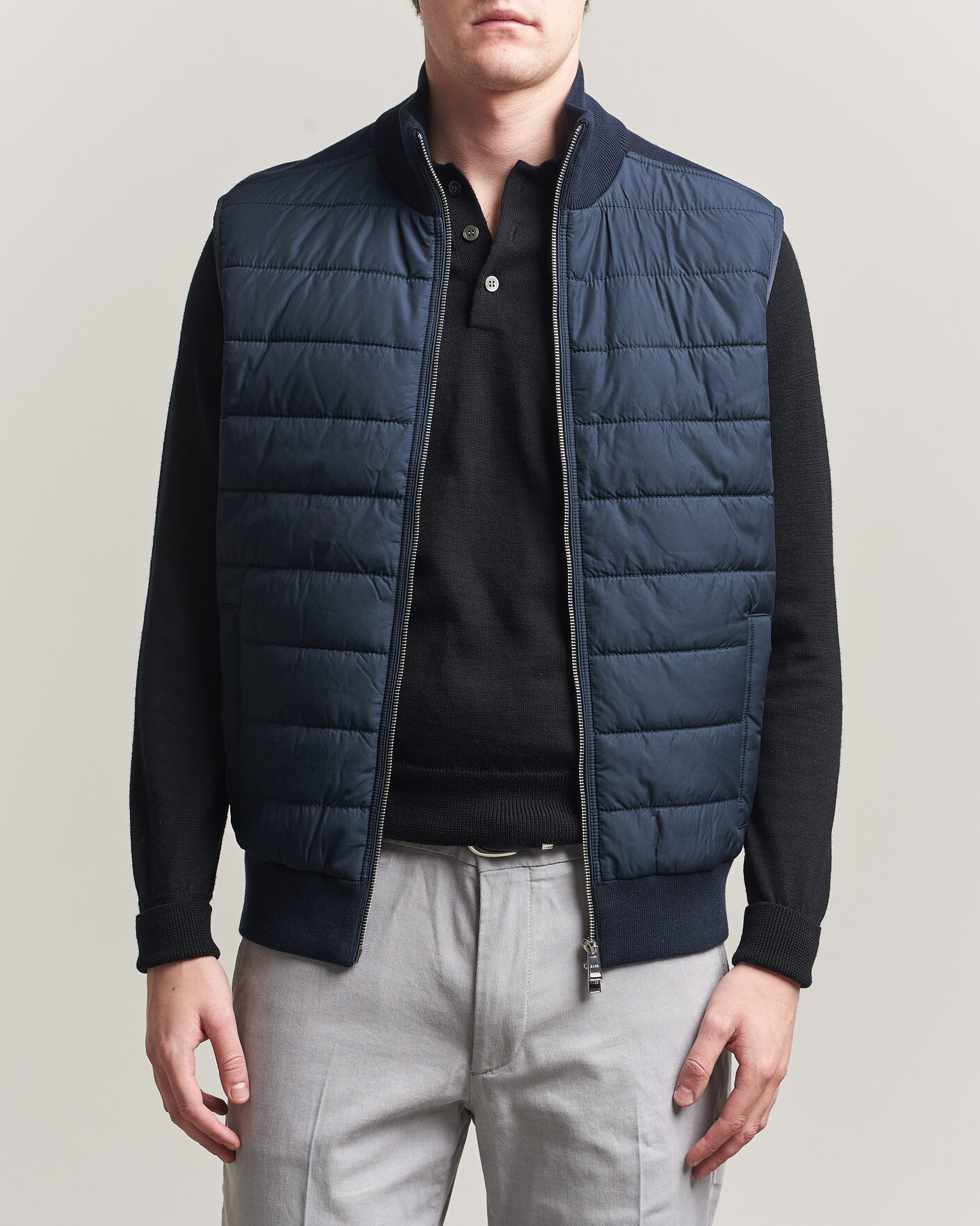 Herre | Vester | BOSS BLACK | Urwin Cotton/Wool Vest Dark Blue