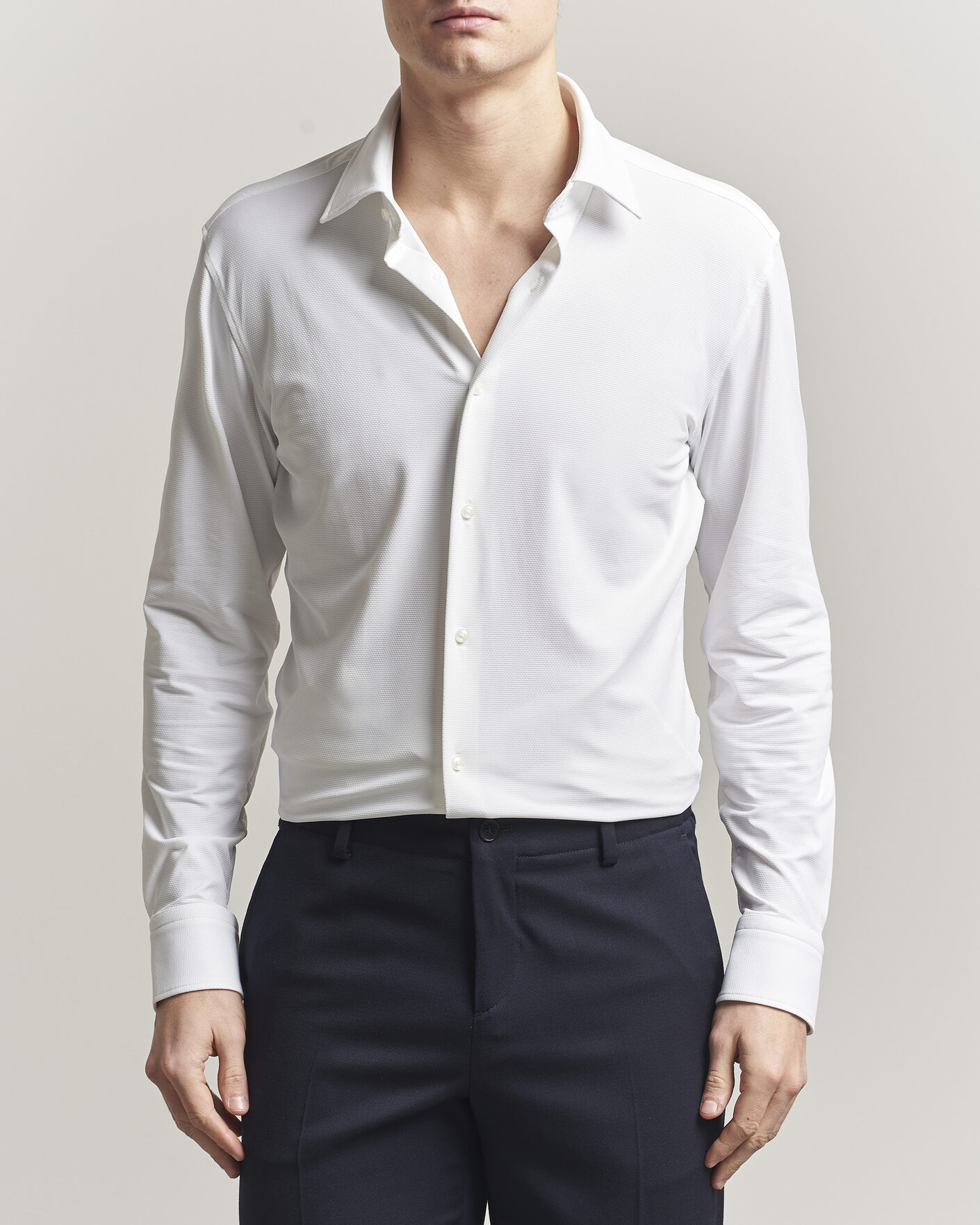 Herre | Skjorter | BOSS BLACK | Hank Structured Jersey Shirt White
