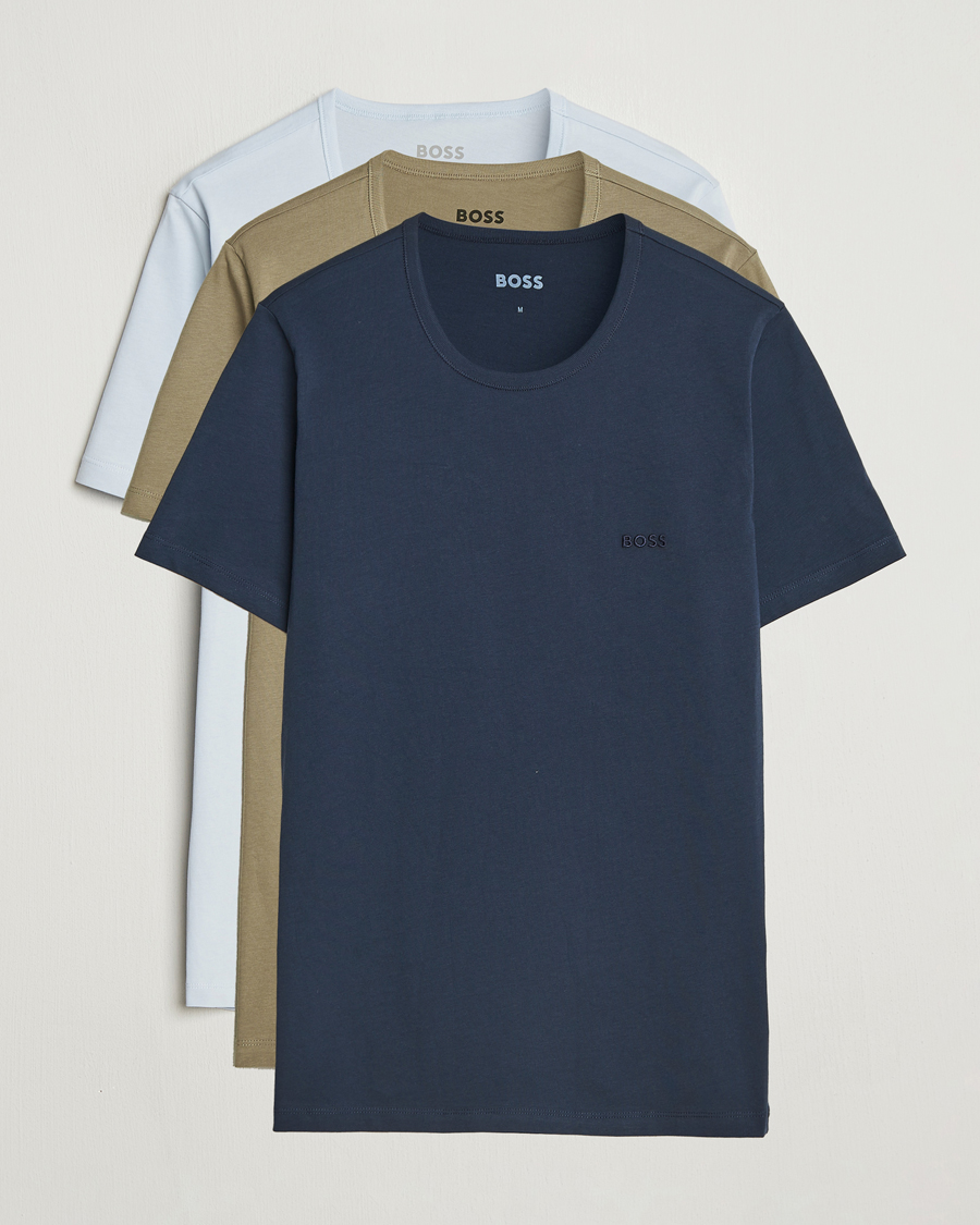 Herre | T-Shirts | BOSS BLACK | 3-Pack Crew Neck T-Shirt Green/Blue/Navy