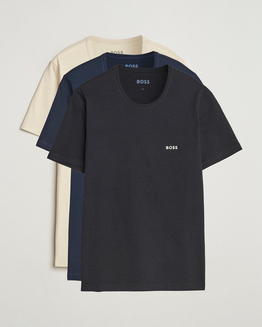 Herre | T-Shirts | BOSS BLACK | 3-Pack Crew Neck T-Shirt Beige/Navy/Black