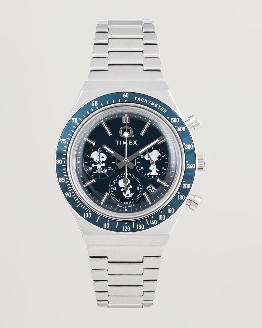 Herre | Timex Timex X Peanuts Q Chronograph Snoopy 40mm Blue Dial | Timex | X Peanuts Q Chronograph Snoopy 40mm Blue Dial