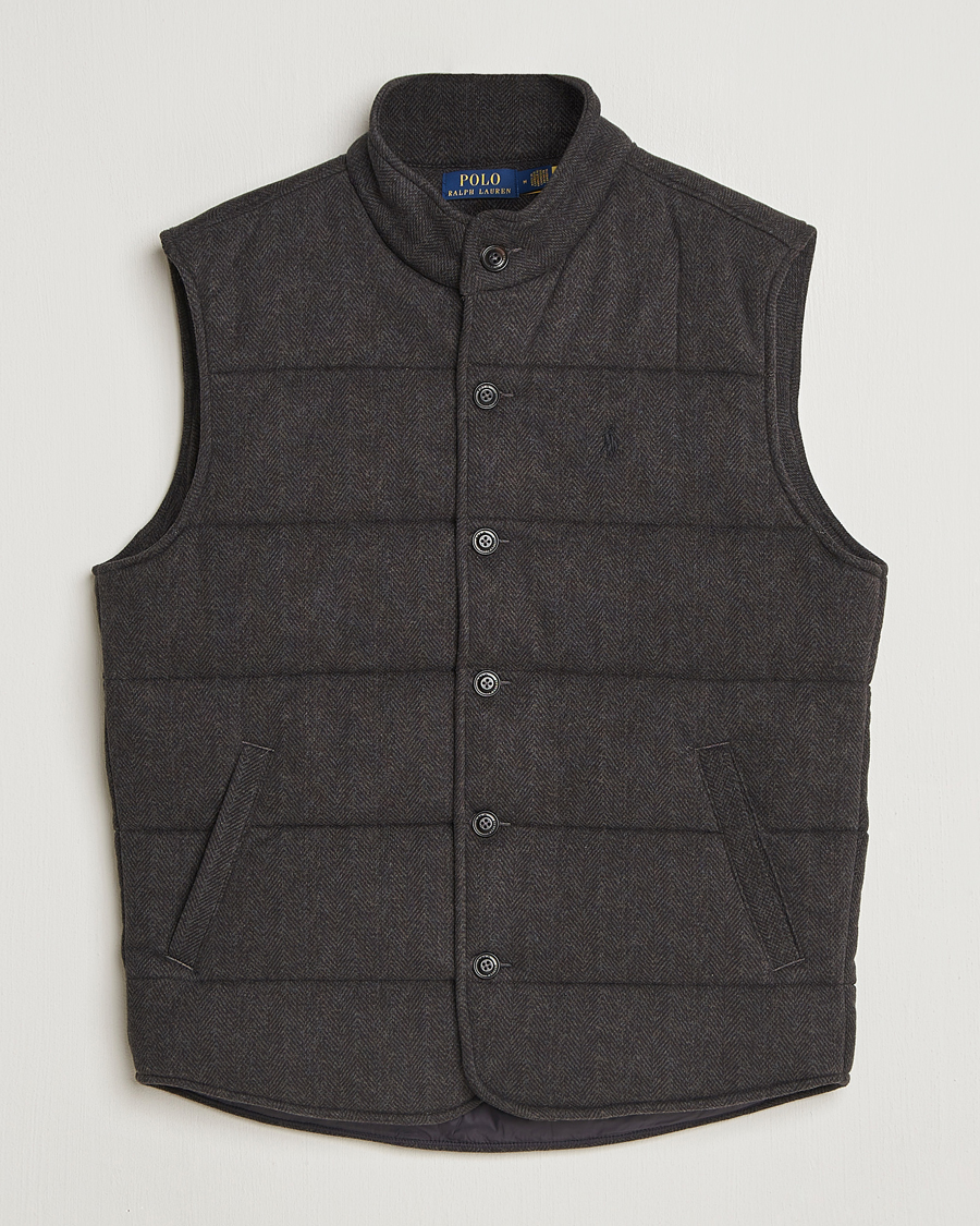 Herre | Vester | Polo Ralph Lauren | Knitted Herringbone Vest Dark Charcoal Heather