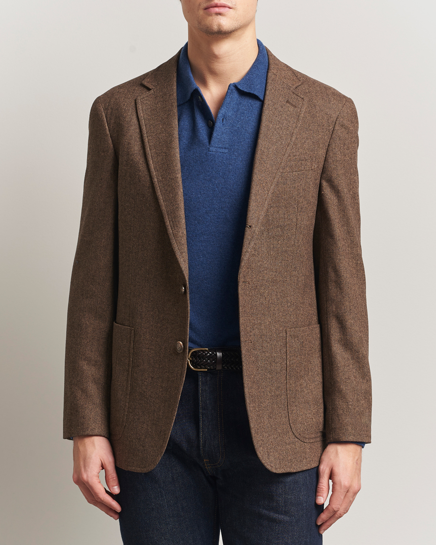 Herre | Dressjakker | Polo Ralph Lauren | Herringbone Single Breasted Sportcoat Brown/Tan