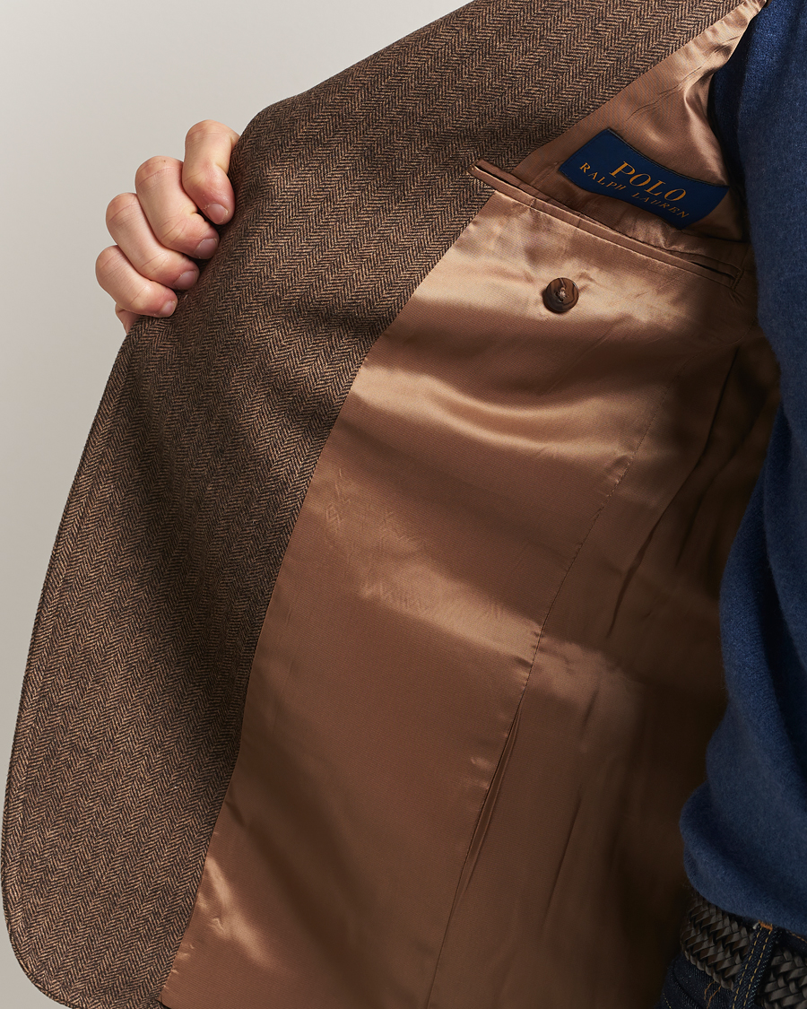 Herre | Dressjakker | Polo Ralph Lauren | Herringbone Single Breasted Sportcoat Brown/Tan