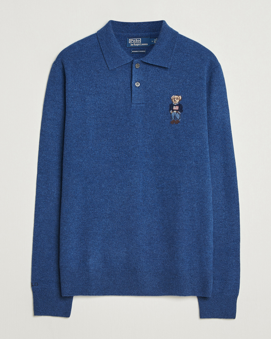 Herre | Pikéer | Polo Ralph Lauren | Washed Long Sleeve Bear Polo Rustic Navy Heather
