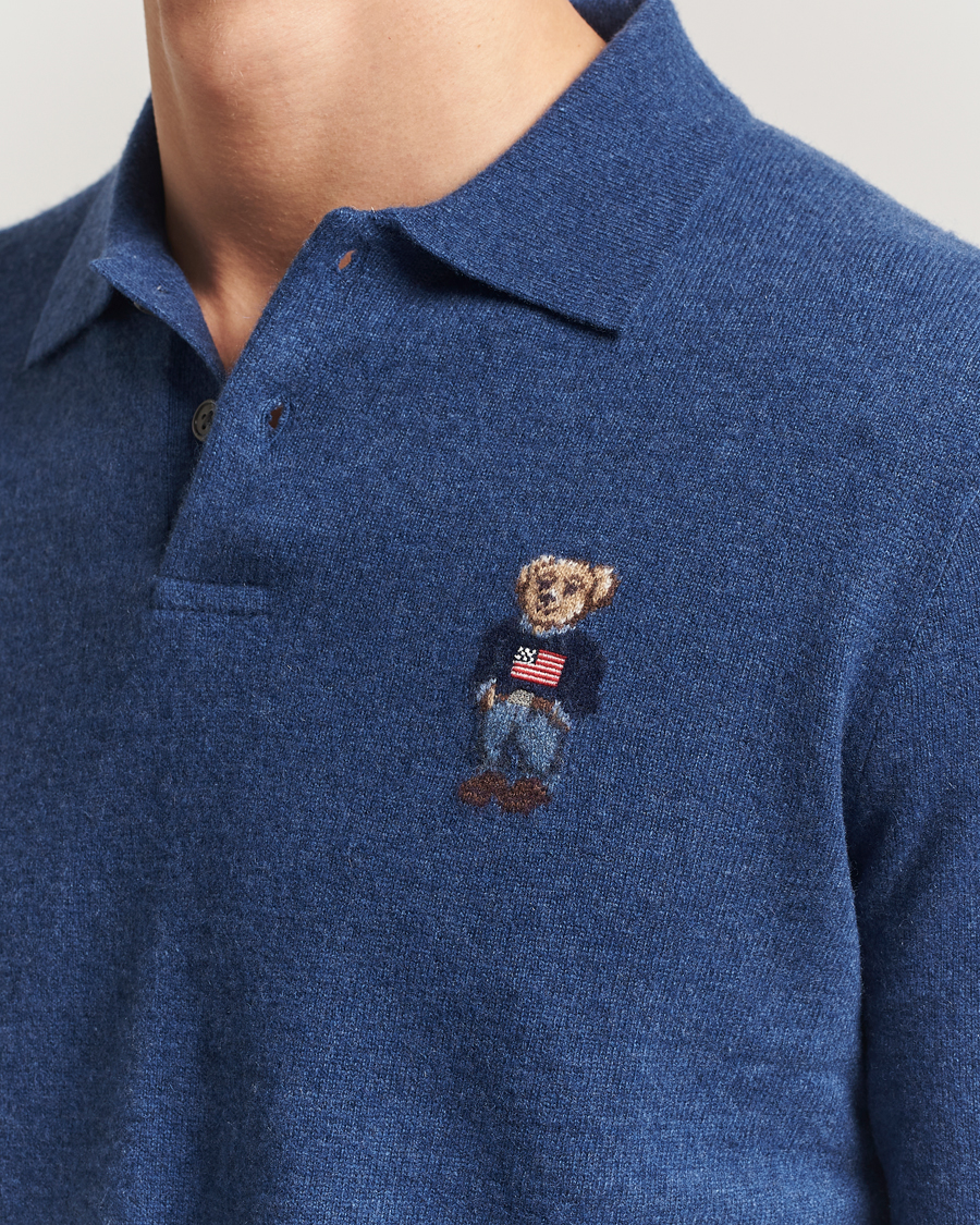 Herre | Pikéer | Polo Ralph Lauren | Washed Long Sleeve Bear Polo Rustic Navy Heather