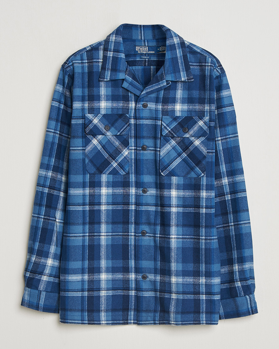 Herre | Skjorter | Polo Ralph Lauren | Plainweave Wool Pocket Shirt Blue Heather Multi