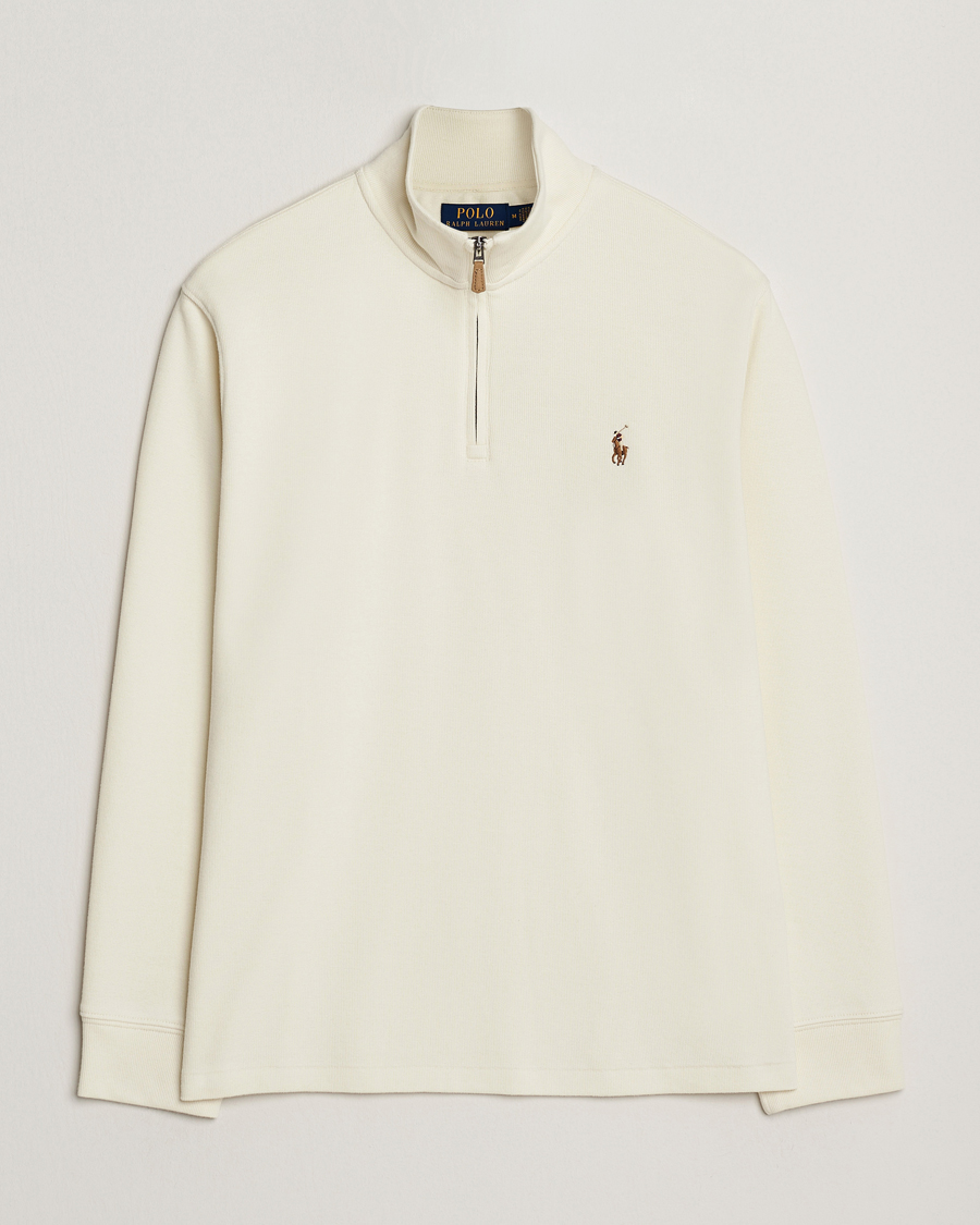 Herre | Gensere | Polo Ralph Lauren | Double Knitted Half Zip Parchment Cream