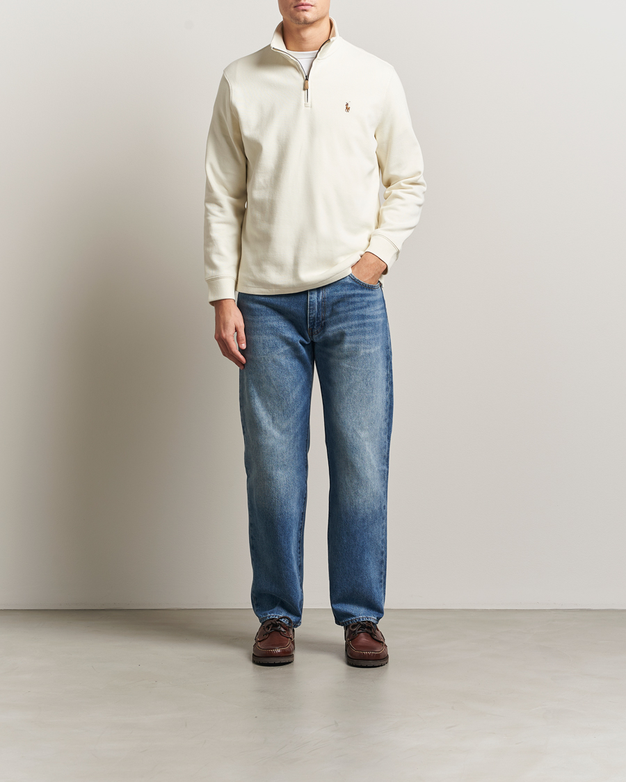 Herre | Gensere | Polo Ralph Lauren | Double Knitted Half Zip Parchment Cream