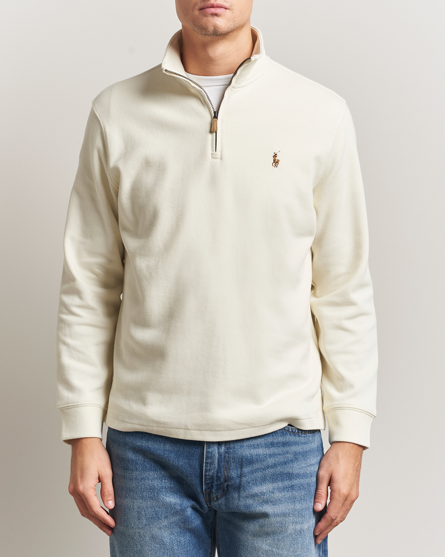 Herre | Gensere | Polo Ralph Lauren | Double Knitted Half Zip Parchment Cream