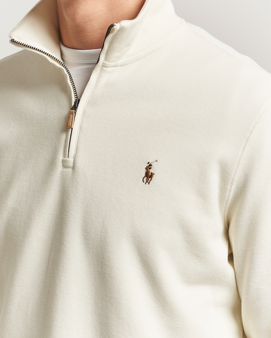 Herre | Gensere | Polo Ralph Lauren | Double Knitted Half Zip Parchment Cream