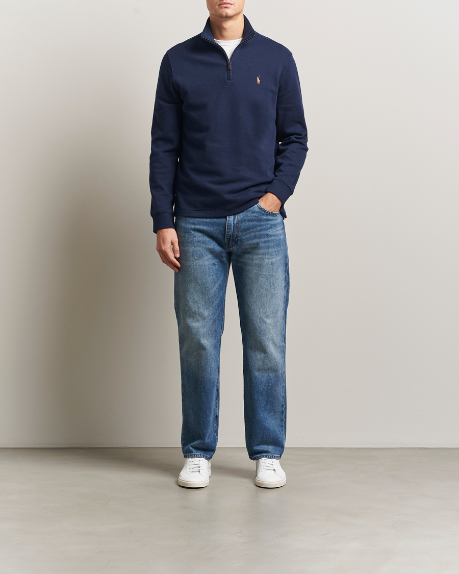 Herre | Gensere | Polo Ralph Lauren | Double Knitted Half Zip Cruise Navy