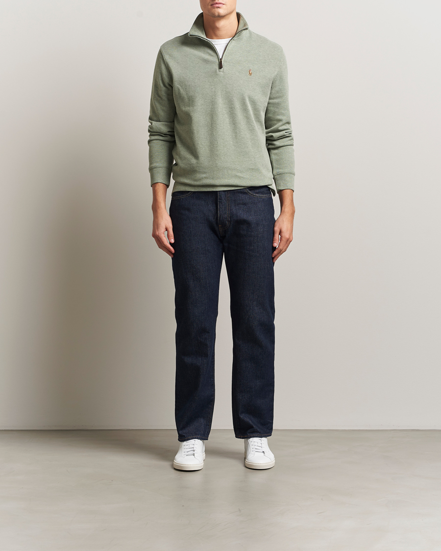 Herre | Gensere | Polo Ralph Lauren | Double Knitted Half Zip Greenery Heather