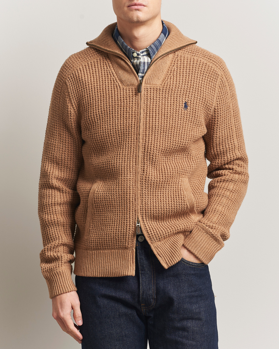 Herre | Gensere | Polo Ralph Lauren | Cotton/Wool Full Zip Brown Sugar Melange
