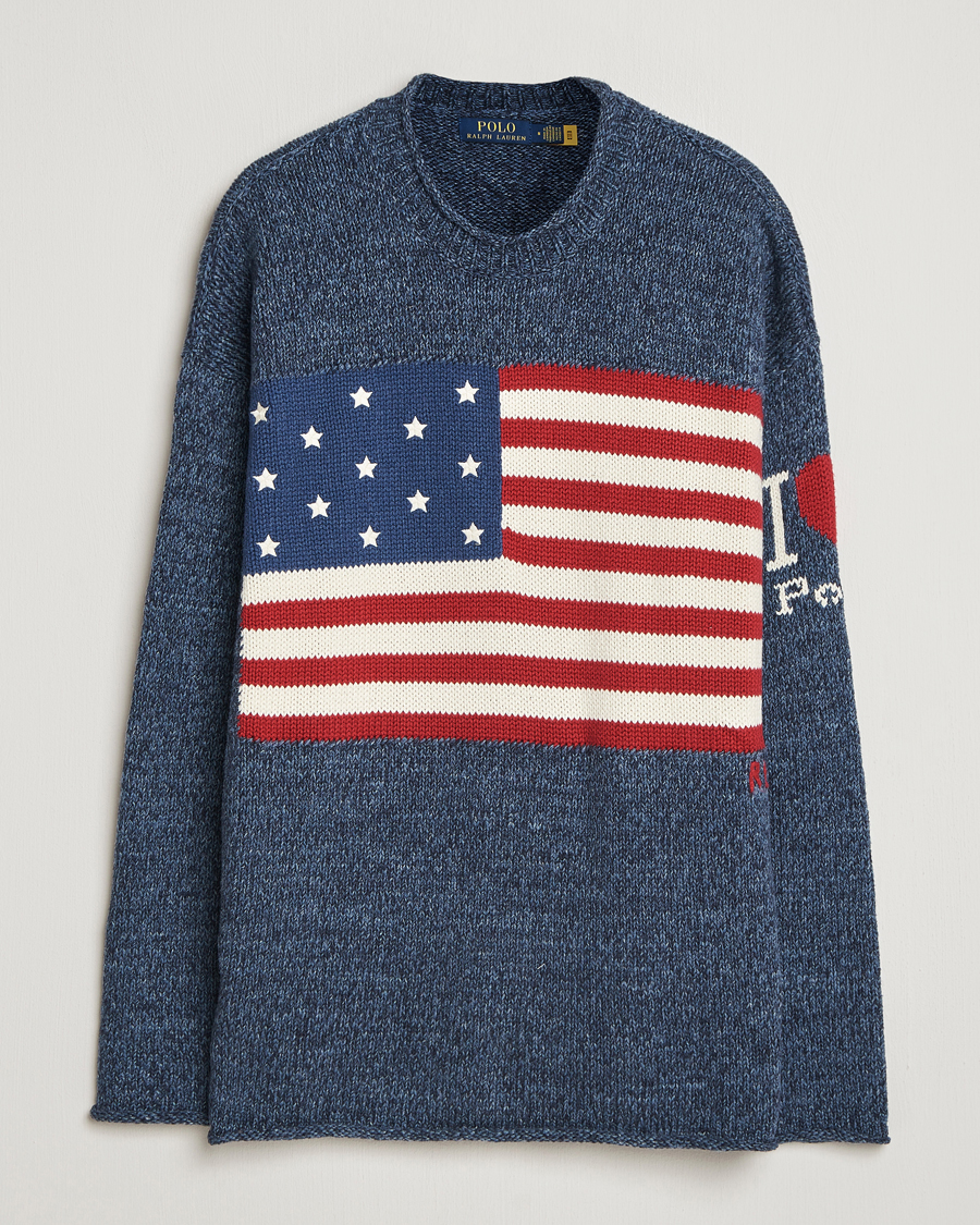 Herre | Gensere | Polo Ralph Lauren | Cotton Flag Sweater Blue Marl
