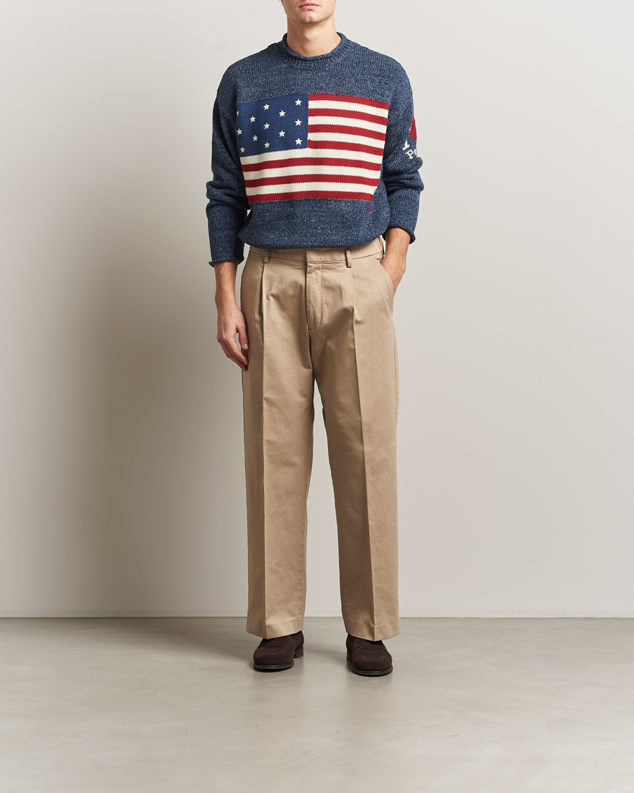 Herre | Gensere | Polo Ralph Lauren | Cotton Flag Sweater Blue Marl