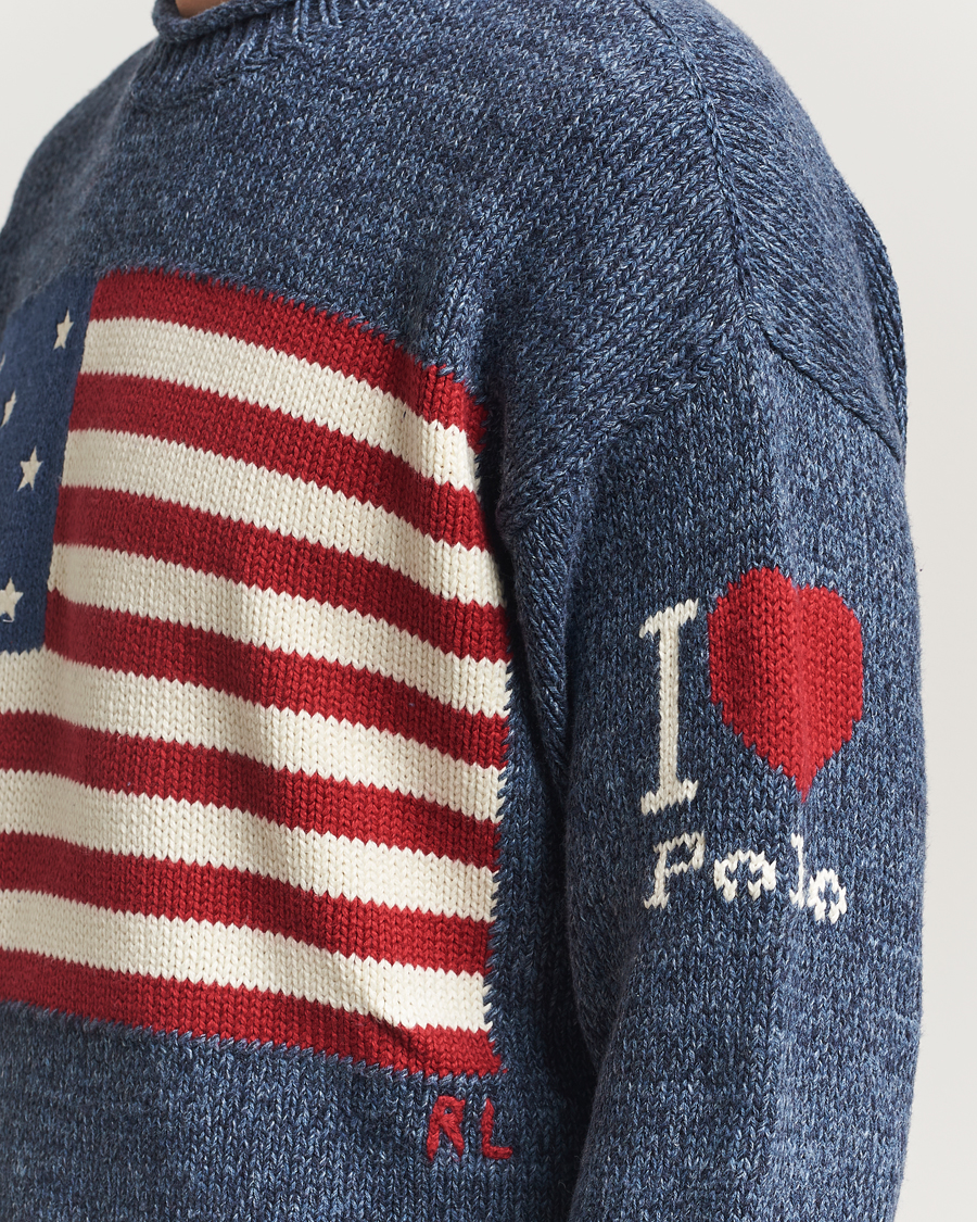 Herre | Gensere | Polo Ralph Lauren | Cotton Flag Sweater Blue Marl