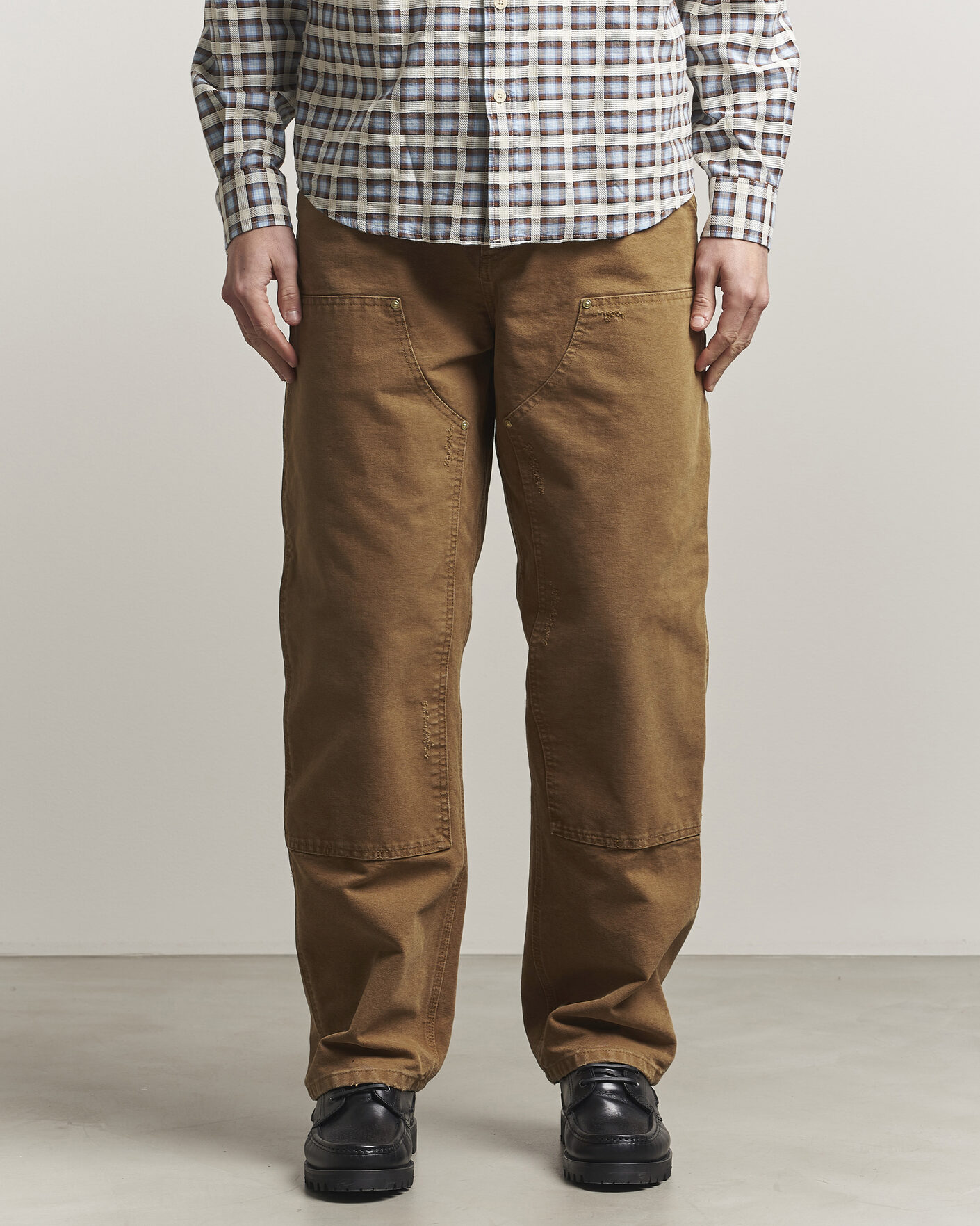 Herre | Bukser | Carhartt WIP | Double Knee Pants Hamilton Brown Grind Washed