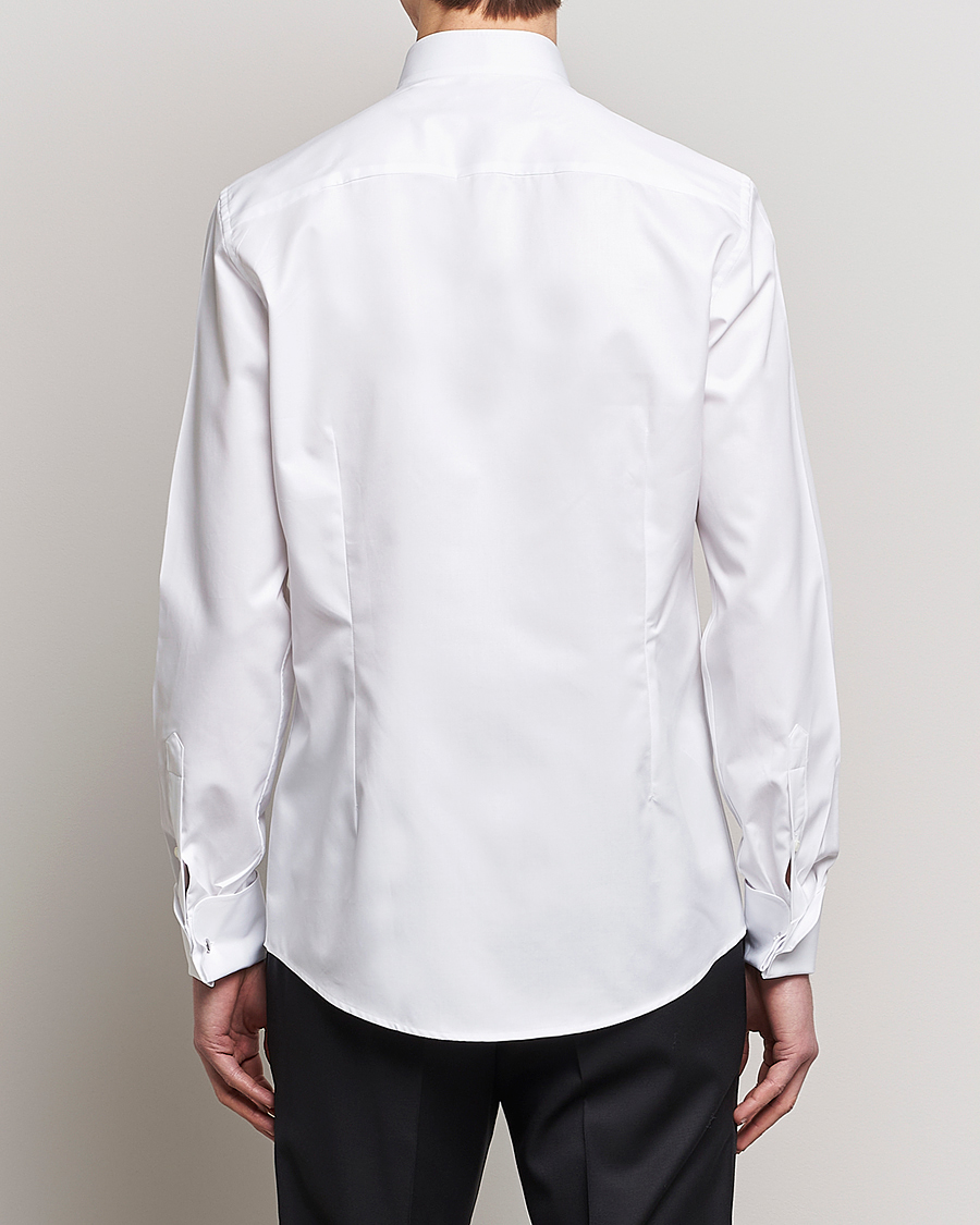 Herre | Skjorter | Stenströms | Slimline Stand Up Collar Plissè Shirt White