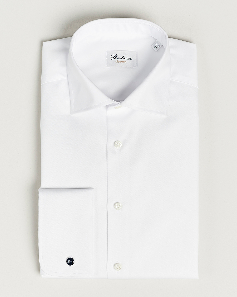 Herre | Skjorter | Stenströms | Superslim Double Cuff Cotton Shirt White