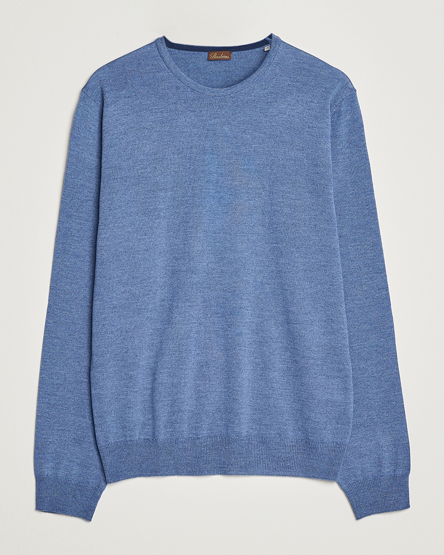 Herre | Gensere | Stenströms | Merino Patch Crew Neck Blue/Blue