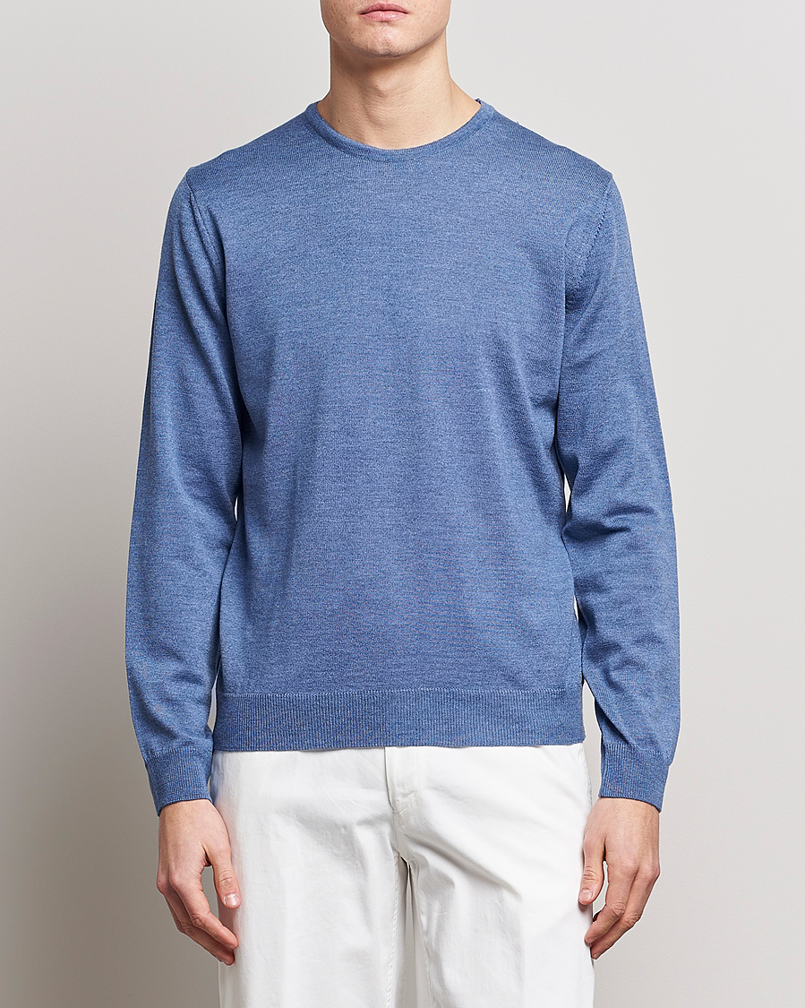 Herre | Gensere | Stenströms | Merino Patch Crew Neck Blue/Blue
