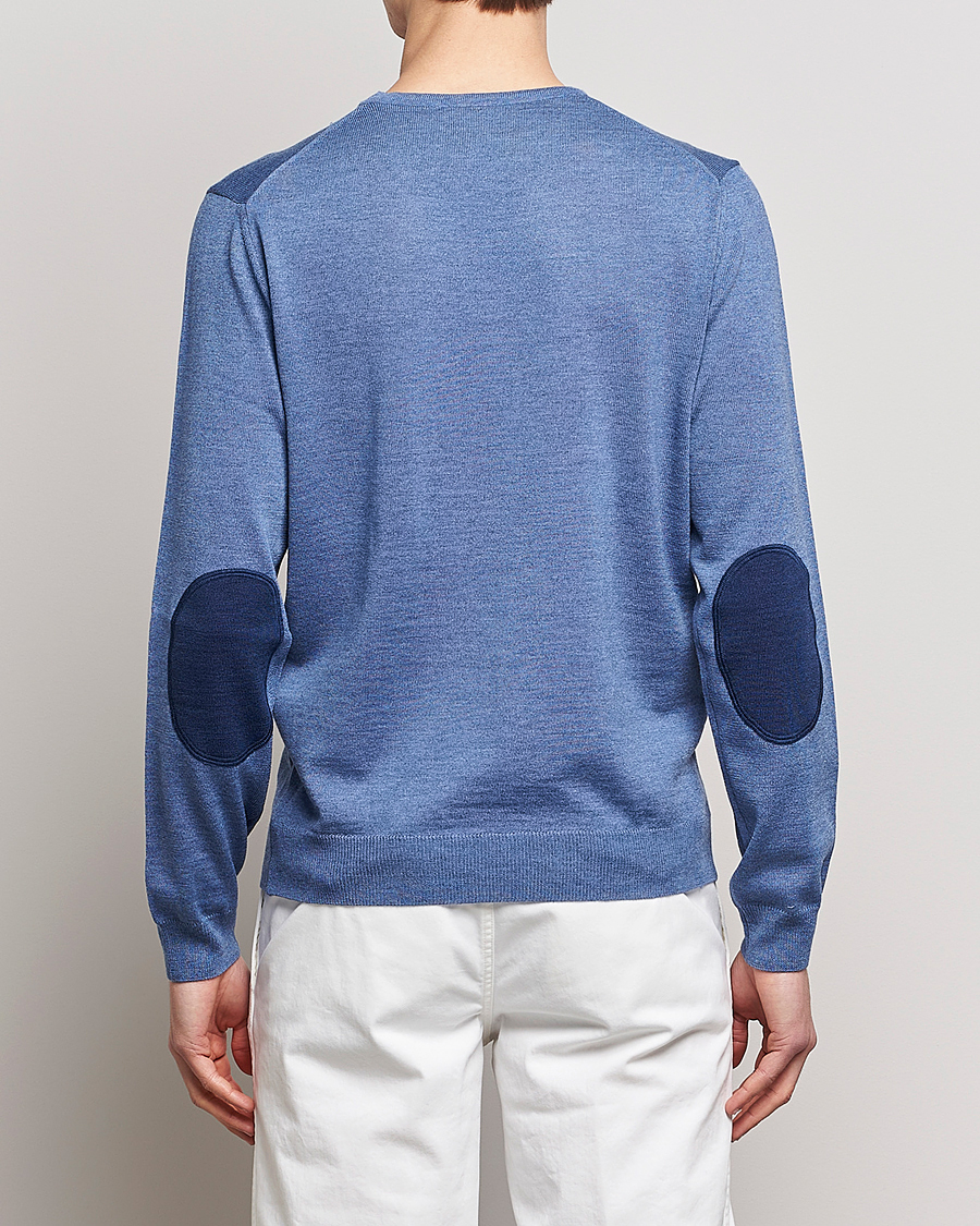 Herre | Gensere | Stenströms | Merino Patch Crew Neck Blue/Blue