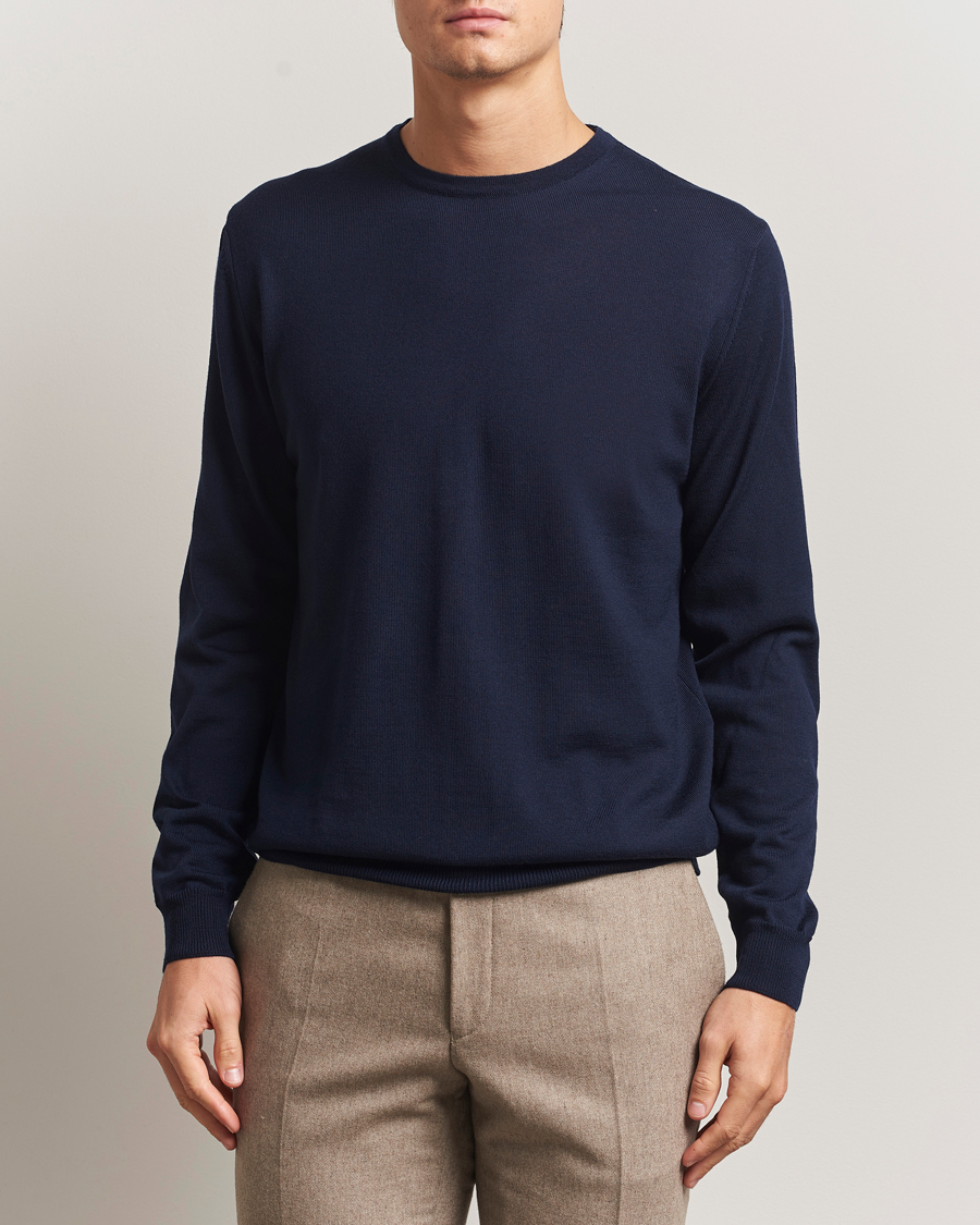 Herre | Gensere | Stenströms | Merino Patch Crew Neck Navy/Blue