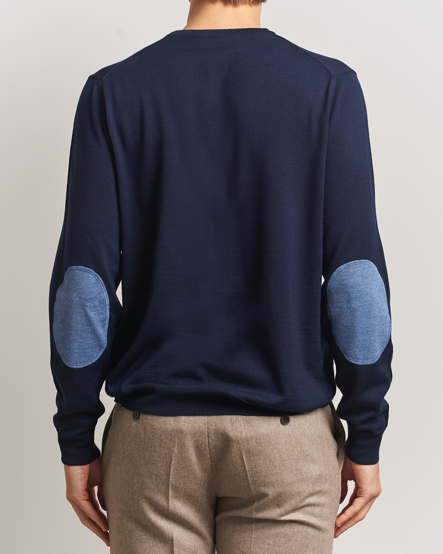 Herre | Gensere | Stenströms | Merino Patch Crew Neck Navy/Blue