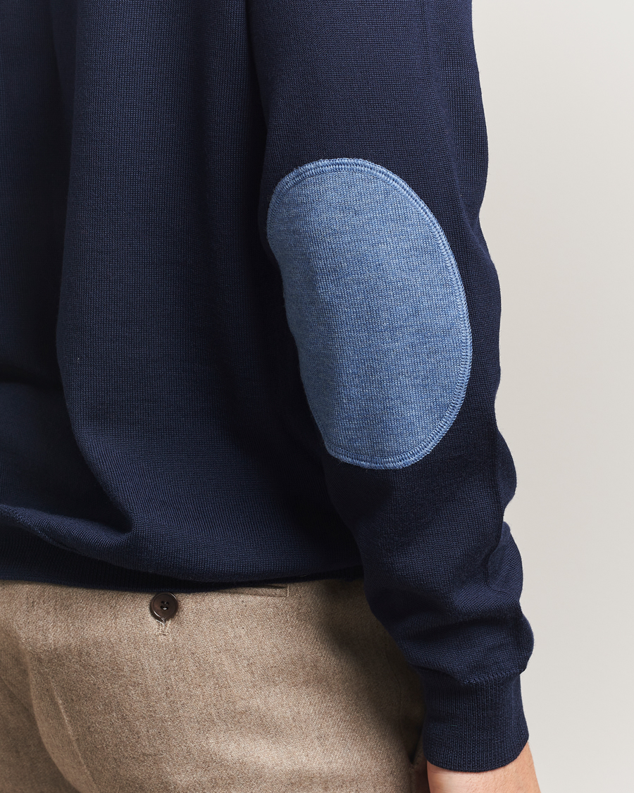 Herre | Gensere | Stenströms | Merino Patch Crew Neck Navy/Blue
