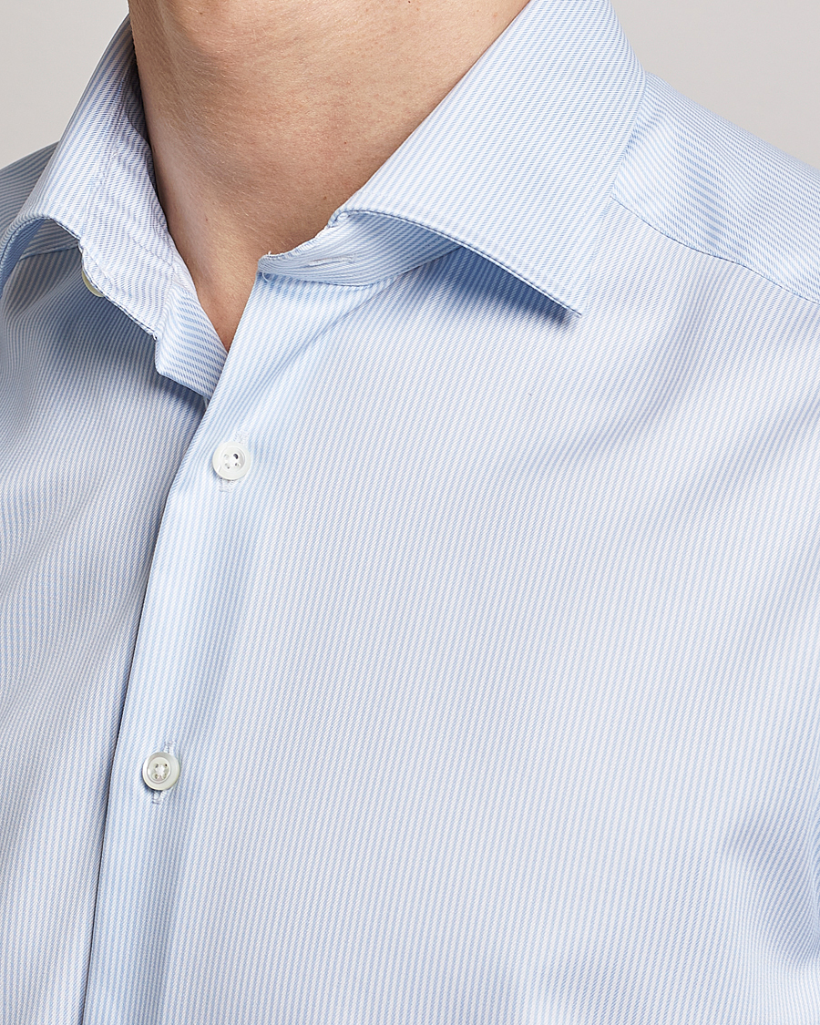 Herre | Skjorter | Stenströms | Superslim Cotton Twill Striped Shirt Blue/White