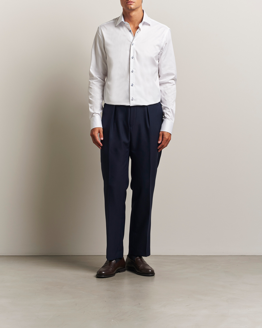 Herre | Skjorter | Stenströms | Regular Fit X-Long Sleeve Contrast Shirt White