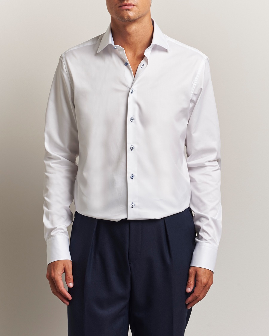 Herre | Skjorter | Stenströms | Regular Fit X-Long Sleeve Contrast Shirt White