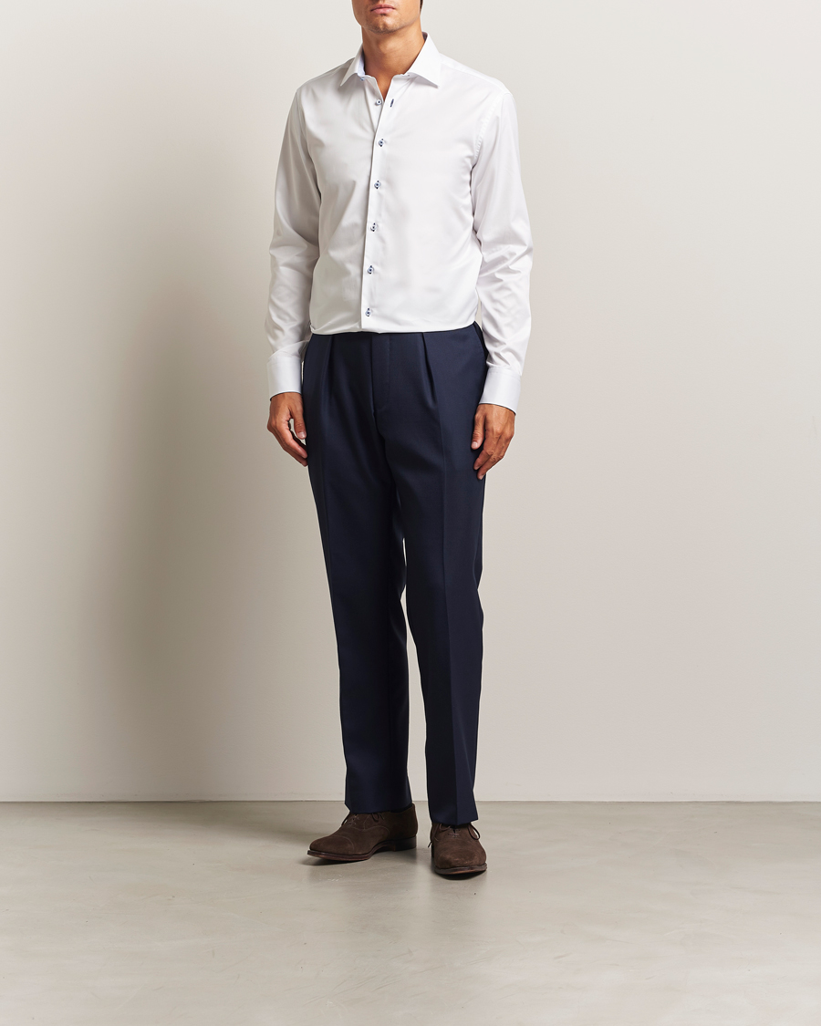 Herre | Skjorter | Stenströms | Regular Fit Contrast Cut Away Shirt White