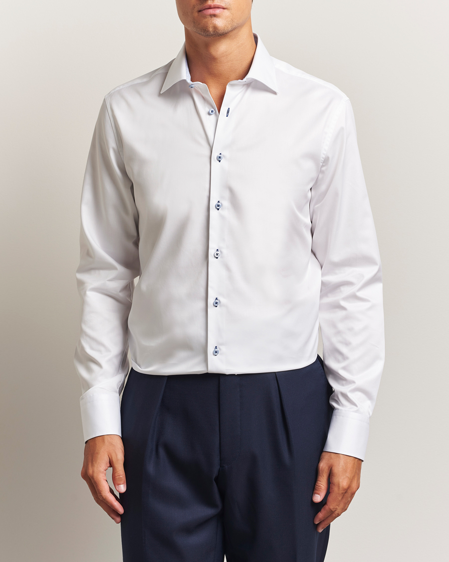 Herre | Skjorter | Stenströms | Regular Fit Contrast Cut Away Shirt White