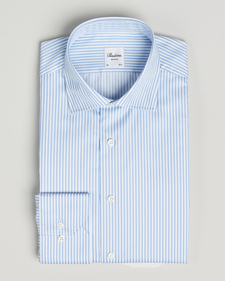Herre | Skjorter | Stenströms | Regular Fit Striped Cut Away Shirt Blue/White