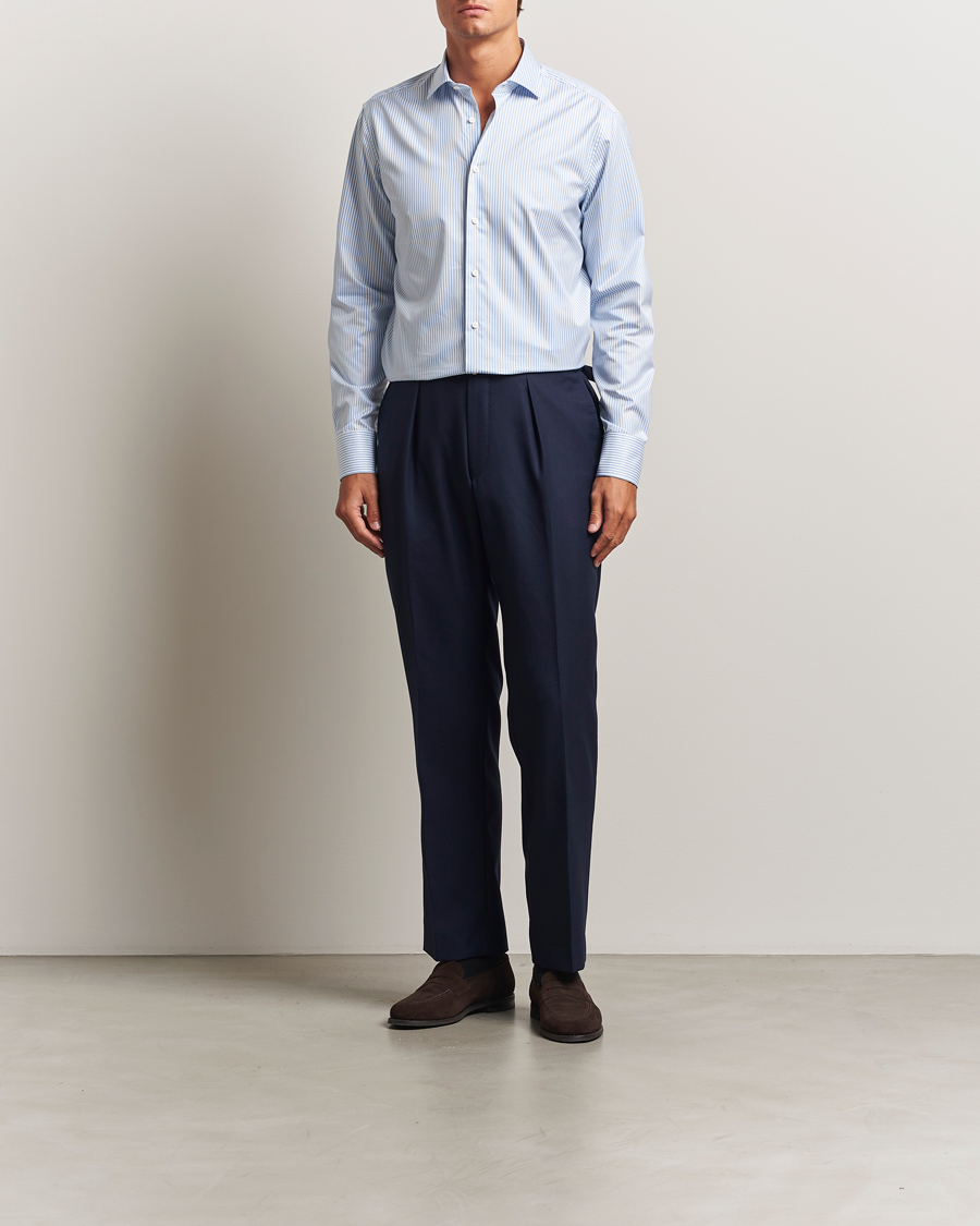 Herre | Skjorter | Stenströms | Regular Fit Striped Cut Away Shirt Blue/White