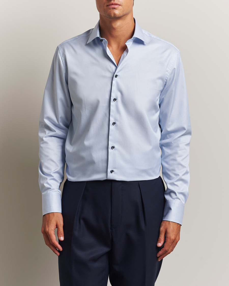 Herre | Skjorter | Stenströms | Regular Fit Contrast Cotton Shirt White/Blue