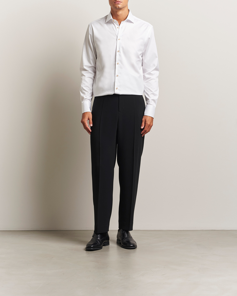 Herre | Skjorter | Stenströms | Regular Fit Contrast Cotton Shirt White