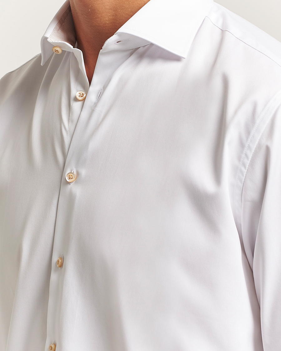Herre | Skjorter | Stenströms | Regular Fit Contrast Cotton Shirt White
