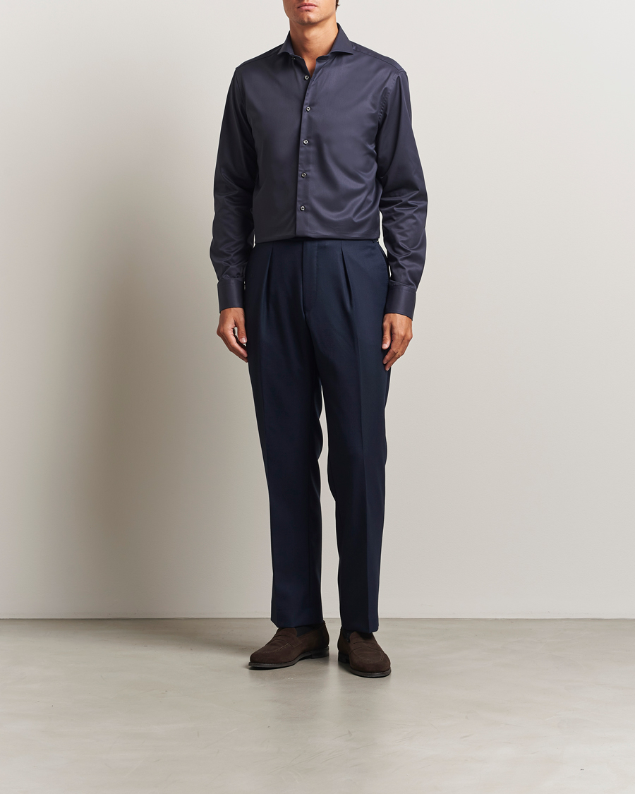 Herre | Skjorter | Stenströms | Regular Fit Extreme Cut Away Shirt Navy
