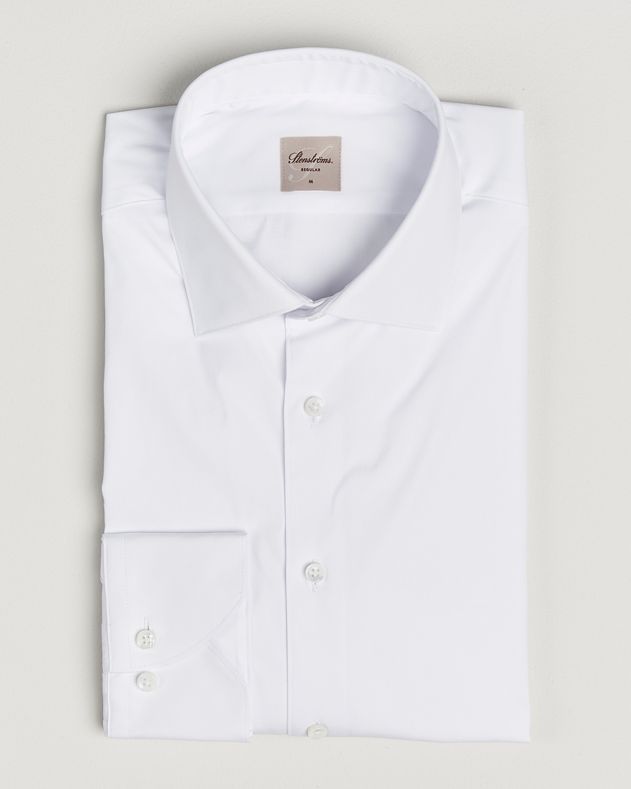 Herre | Skjorter | Stenströms | Regular Fit Cotton Stretch Shirt White