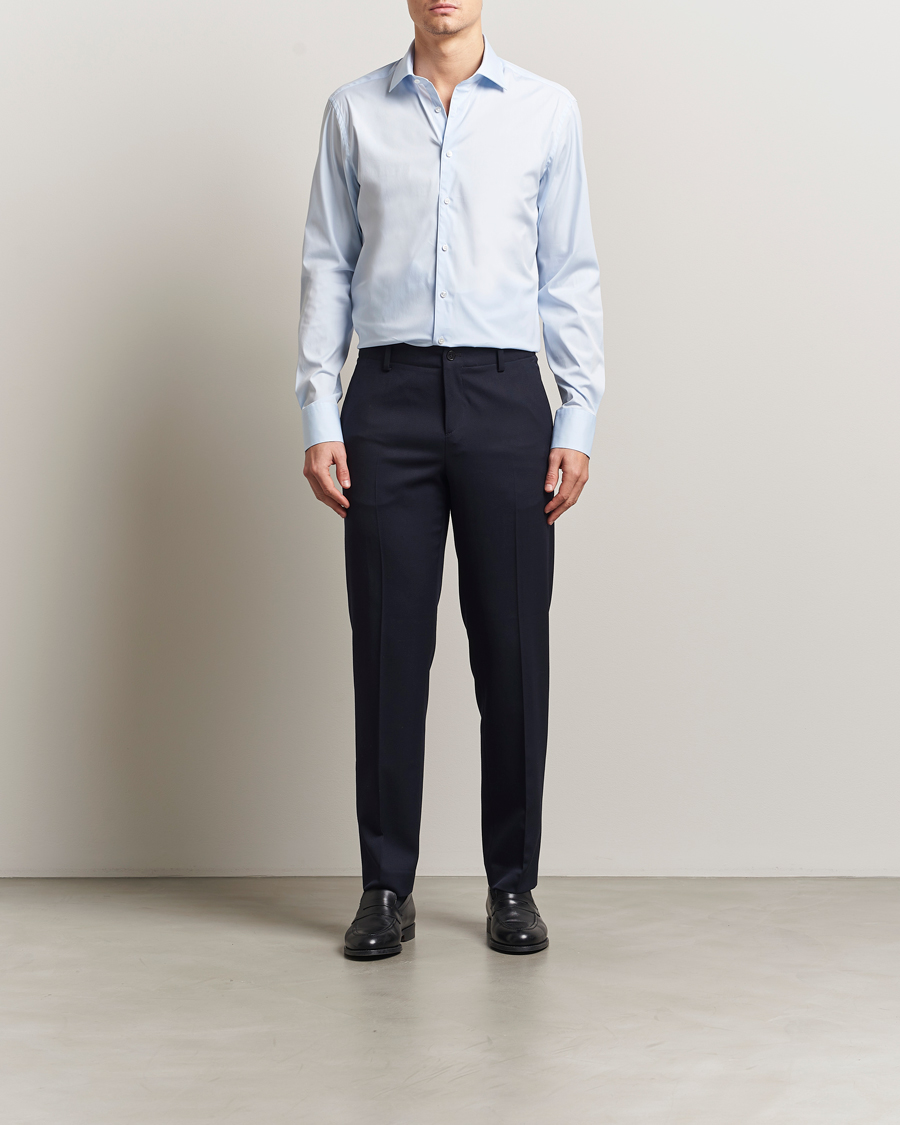 Herre | Skjorter | Stenströms | Regular Fit Cotton Stretch Shirt Light Blue