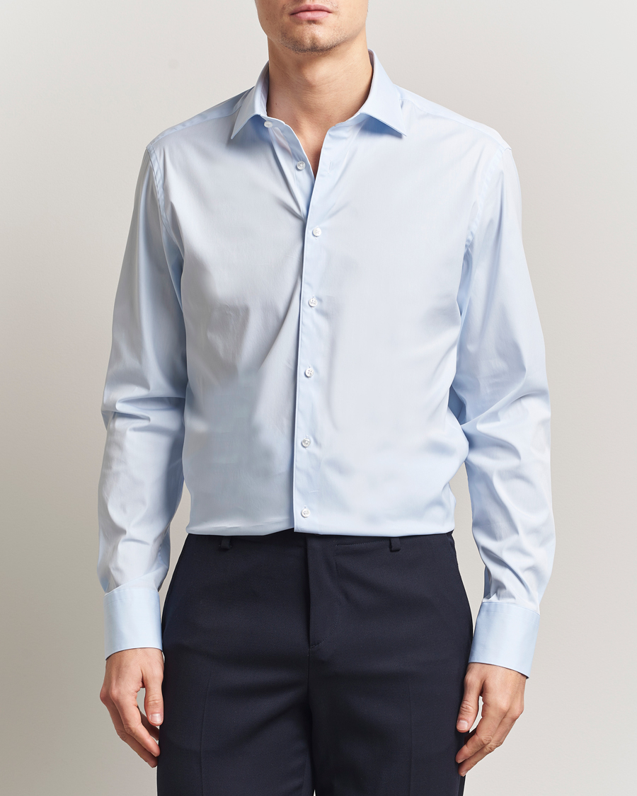 Herre | Skjorter | Stenströms | Regular Fit Cotton Stretch Shirt Light Blue