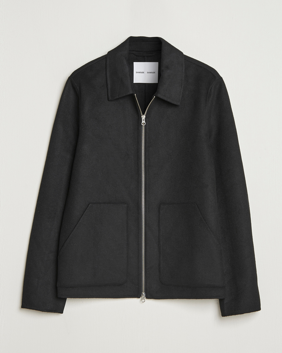 Herre | Jakker | Samsøe Samsøe | Sapaulo Wool Full Zip Shirt Jacket Black