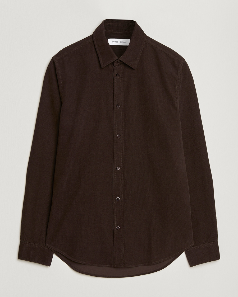 Herre | Skjorter | Samsøe Samsøe | Liam Baby Cord Shirt Black Coffee