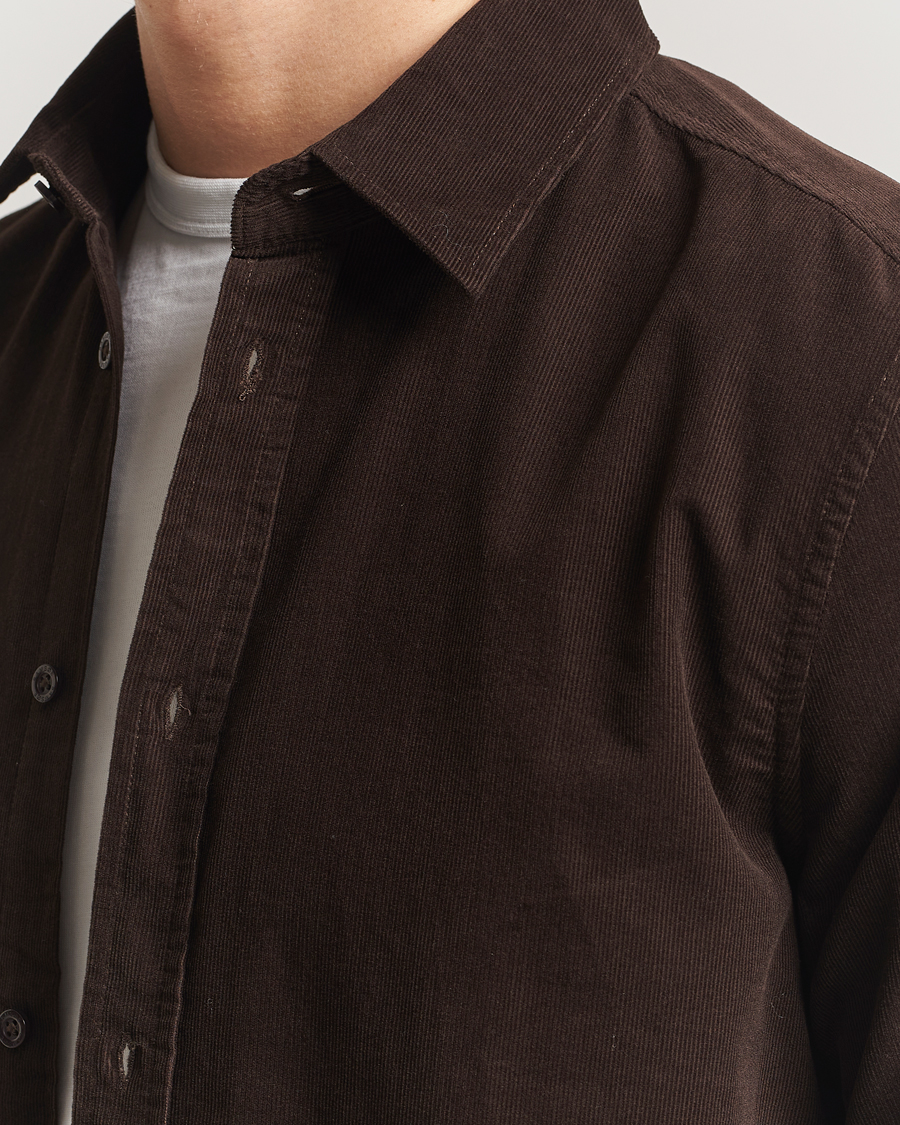 Herre | Skjorter | Samsøe Samsøe | Liam Baby Cord Shirt Black Coffee