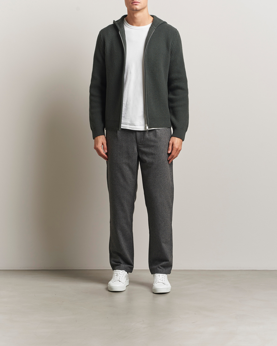 Herre | Gensere | Samsøe Samsøe | Isak Heavy Knitted Full Zip Hoodie Dark Evergreen