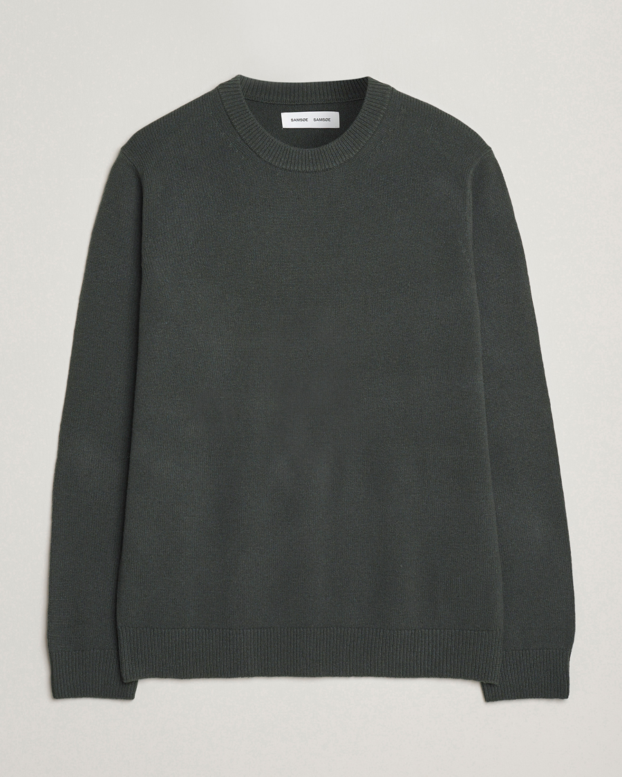 Herre | Gensere | Samsøe Samsøe | Isak Knitted Crew Neck Dark Evergreen